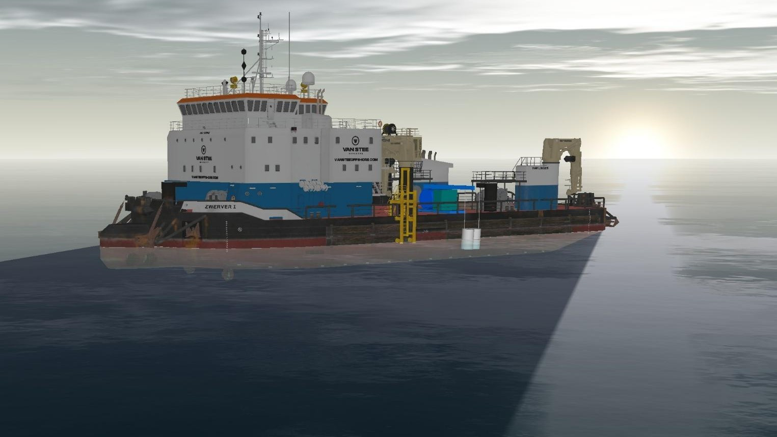 OrcaFlex model of the Carrera 4 CFE passing through the splash zone from the OSV Zwerver I